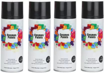 Cosmos Paints Matt Black Spray Paint 1600 ml  (Pack of 4)