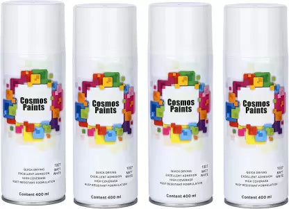 Cosmos Paints Matt White Spray Paint 1600 ml  (Pack of 4)