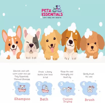 Petz Essentials Oatmeal Dog Shampoo & Puppy Shampoo, Anti-Itch & Hairfall Control, Allergy Relief, Anti-dandruff, Anti-itching, Anti-fungal, Conditioning, Hypoallergenic Oatmeal Dog Shampoo (200 ml)