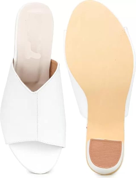 Funku Fashion Casual White Fashion Block Heel Sandals for Women