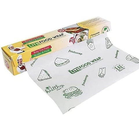 LITE Food Wrapping Paper roll Food Grade Butter Paper roll (20+5 Mtr, White)