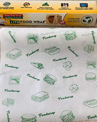 LITE Food Wrapping Paper roll Food Grade Butter Paper roll (20+5 Mtr, White)