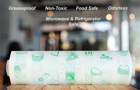 LITE Food Wrapping Paper roll Food Grade Butter Paper roll (80 Mtr, White, Printed)