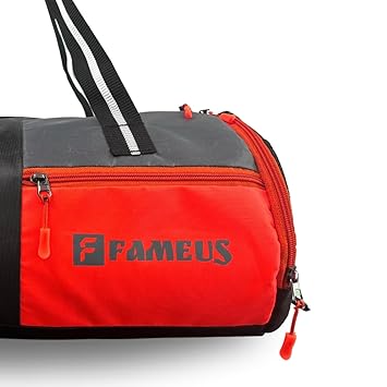 Polyester 25L Black, Grey & Red Duffle / Shoulder / Gym Bag – With Separate Shoe Compartment