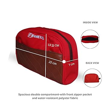 Red & Tan Multipurpose Faux Leather Detailing Pouch