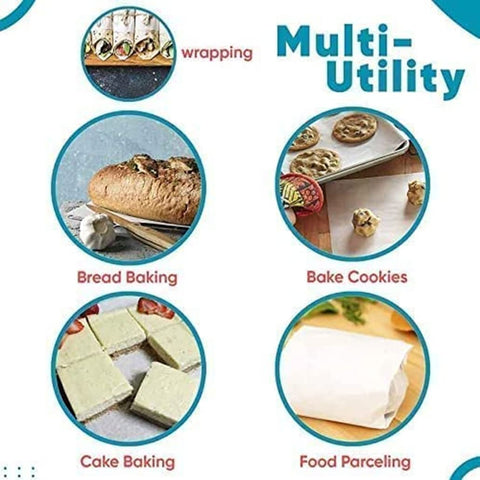 LITE Food Wrapping Paper Food Grade Plain Butter Paper Roll (20 Mtr, White)