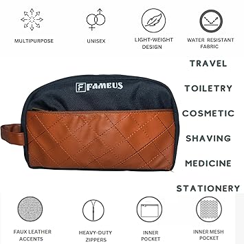 Black & Tan Multipurpose Faux Leather Detailing Pouch