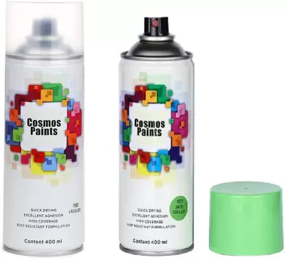 Cosmos Paints Clear Lacquer & Jade Green Spray Paints Combo Pack, 400ml Lacquer & jade Green Spray Paint 800 ml  (Pack of 2)