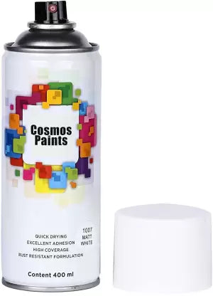 Cosmos Paints Clear Lacquer & Matt White Spray Paints Combo Pack, 400ml Lacquer & Matt White Spray Paint 800 ml  (Pack of 2)