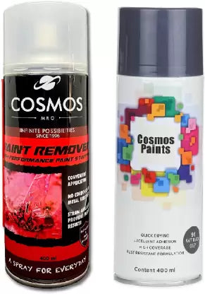 Cosmos Paints Paint Remover & Matt Black Grey Spray Paint 400 ml  (Pack of 2)