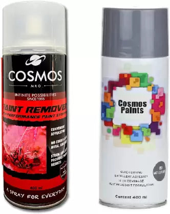 Cosmos Paints Paint Remover & Matt Light Grey Spray Paint 400 ml  (Pack of 2)