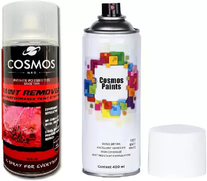 Cosmos Paints Paint Remover & Matt White Spray Paint 400 ml  (Pack of 2)