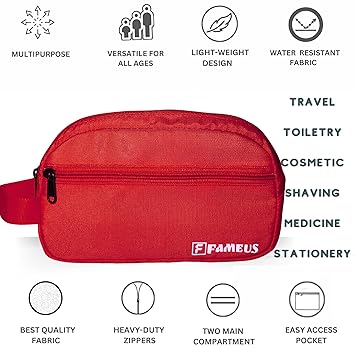 Unisex Red Multipurpose Daily Use / Travel & Toiletry Organiser Pouch – Water-Resistant