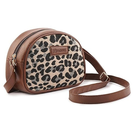 Handcrafted Leopard Printed Jute Sling Bag for Girls & Women