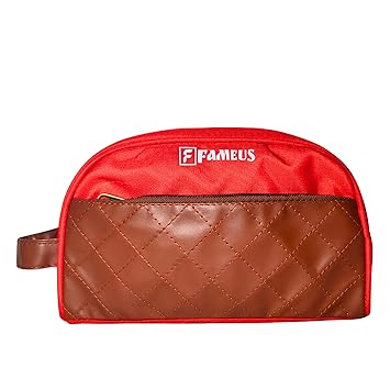 Red & Tan Multipurpose Faux Leather Detailing Pouch