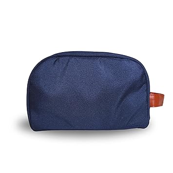Navy & Tan Multipurpose Faux Leather Detailing Pouch