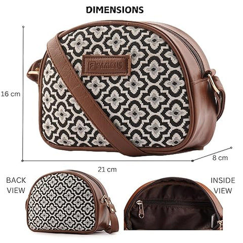 Handcrafted Dice Printed Jute Sling Bag for Girls & Women