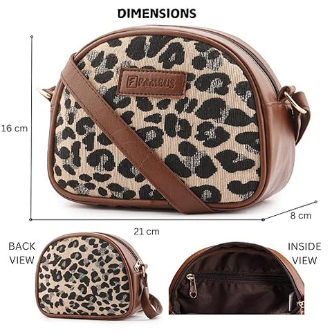 Handcrafted Leopard Printed Jute Sling Bag for Girls & Women