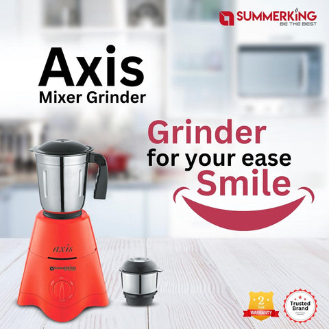Summerking Axis 500W Mixer Grinder with 2 Stainless Steel Jar (Liquid Jar & Multi Purpose Jar)