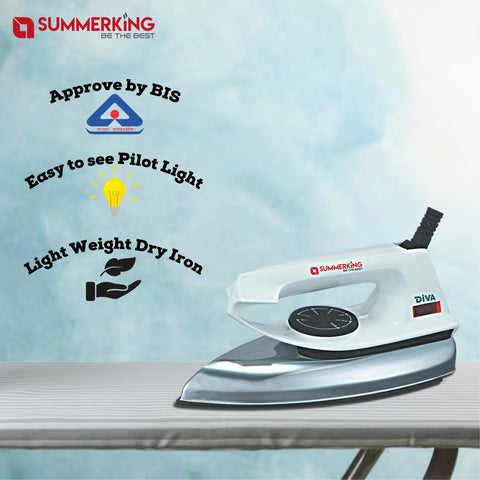 Summerking Dive 750W Light Weight Dry Iron with Easy Grip Fabric Selector Knob | Approved by BIS