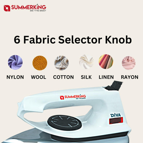 Summerking Dive 750W Light Weight Dry Iron with Easy Grip Fabric Selector Knob | Approved by BIS