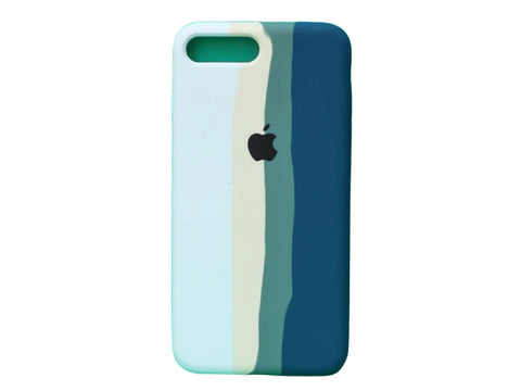 Klikmore Stylish Silicon Case Soft Back Cover for iPhone 7 and 8 Plus with| Perfect Cuts and Edges Plus All Round Protection (White and Navy)