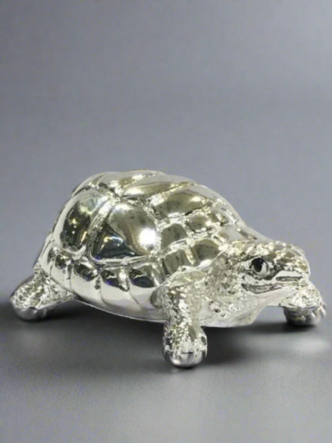 Pure Silver Plated 5 inches Long Tortoise Turtle (Kachhua) for Good lock and Prosperity