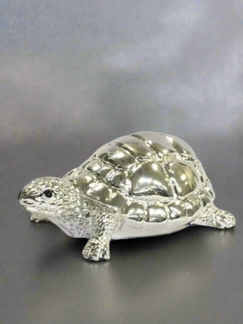 Pure Silver Plated 5 inches Long Tortoise Turtle (Kachhua) for Good lock and Prosperity