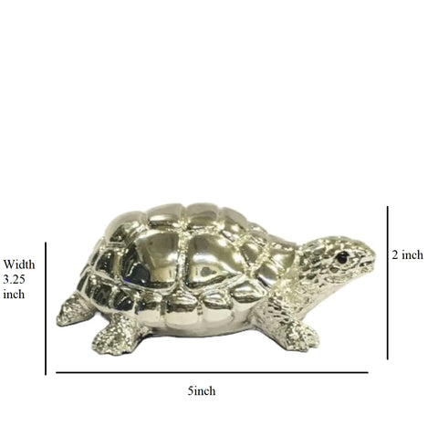Pure Silver Plated 5 inches Long Tortoise Turtle (Kachhua) for Good lock and Prosperity