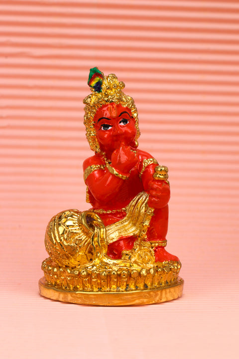 Laddu Gopal Krishna Eating Makhan Murti | 24 Carat Gold Plated (2.5 Inch)