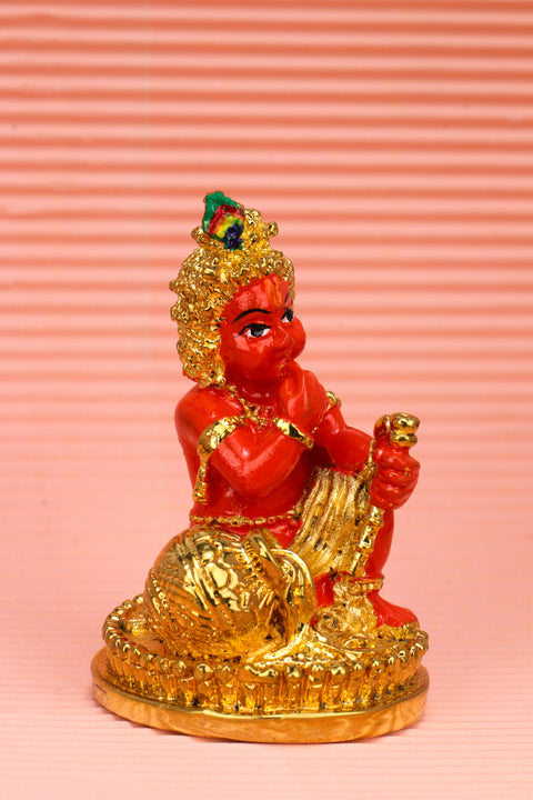 Laddu Gopal Krishna Eating Makhan Murti | 24 Carat Gold Plated (2.5 Inch)