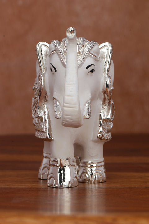 Pure Silver Plated White Elephant Figurines Set of 2, 3 Inches | Elegant Decorative Showpiece in Luxurious Red Gift Box | Premium Home Décor & Gift
