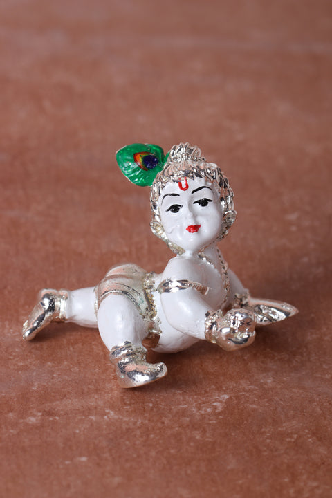 Divine Studio Silver Plated White Laddu Gopal 2 inches