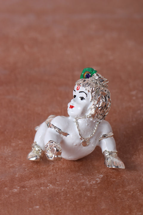 Divine Studio Silver Plated White Laddu Gopal 2 inches