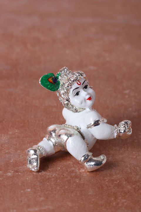 Divine Studio Silver Plated White Laddu Gopal 2 inches