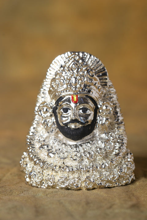 Silver Plated Lord Khatu Shyam Statue in 2 inches