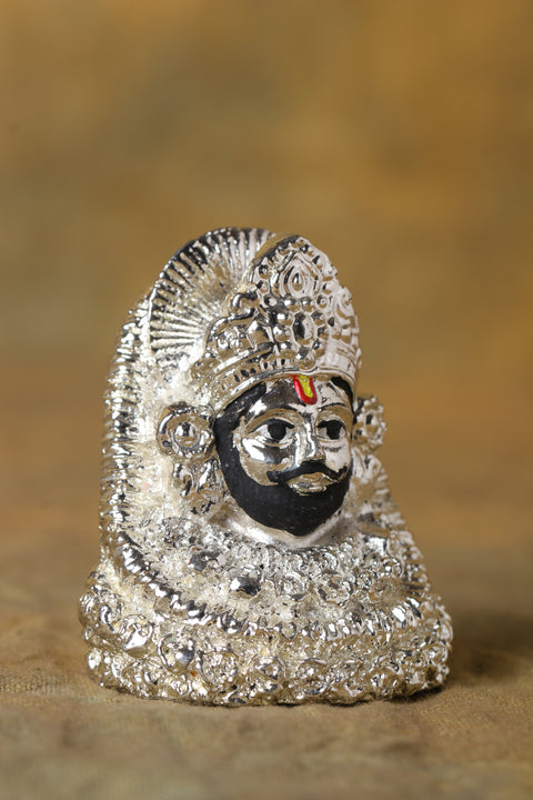 Silver Plated Lord Khatu Shyam Statue in 2 inches