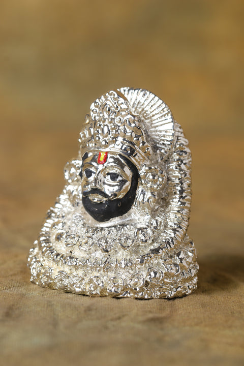 Silver Plated Lord Khatu Shyam Statue in 2 inches