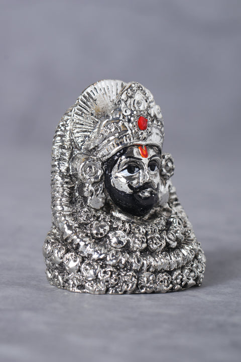 Silver Plated Antique Lord Khatu Shyam Statue in 2 inches