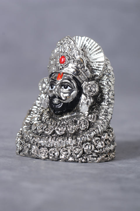 Silver Plated Antique Lord Khatu Shyam Statue in 2 inches