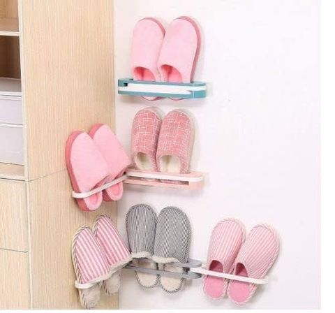 Funku Slippers Rack Hanging Shoe Organizers for Home 3 in 1 Folding Holder Shoes Hanger Wall Mounted Shoe and Bathroom Towel Organizer Rack