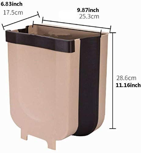 Funku Foldable Garbage Can Waste Bins - Small Collapsible Wall Mounted Trash Bin Door Hanging Dust Bin Waste Garbage Can Holder for Kitchen Essential - 1 Pcs