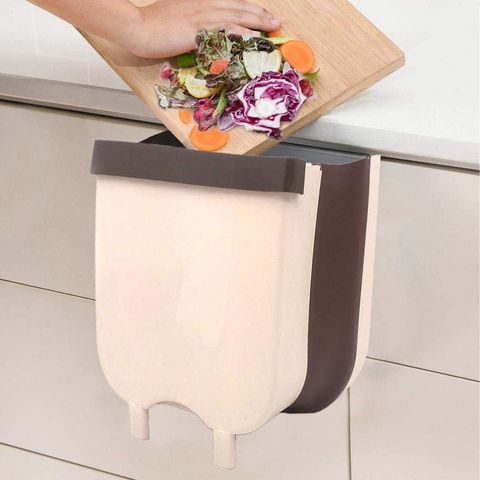 Funku Foldable Garbage Can Waste Bins - Small Collapsible Wall Mounted Trash Bin Door Hanging Dust Bin Waste Garbage Can Holder for Kitchen Essential - 1 Pcs