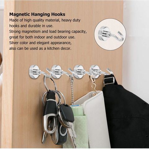 Funku 25 lbs Heavy Duty Earth Magnetic Hook for Refrigerator, Extra Strong Cruise Hook for Hanging, Magnetic Hanger for Kitchen, Home, Workplace, Office and Garage (Pack of 5)