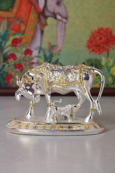 Divine Studio Pure Silver & 24 Carat Gold Plated Kam Dhenu