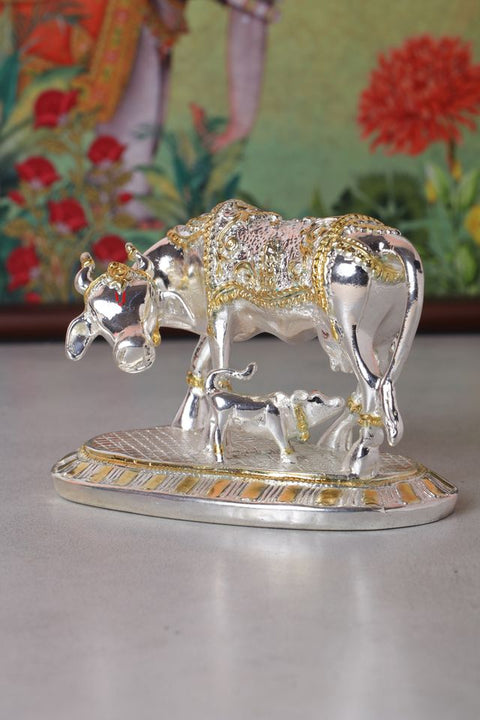 Divine Studio Pure Silver & 24 Carat Gold Plated Kam Dhenu