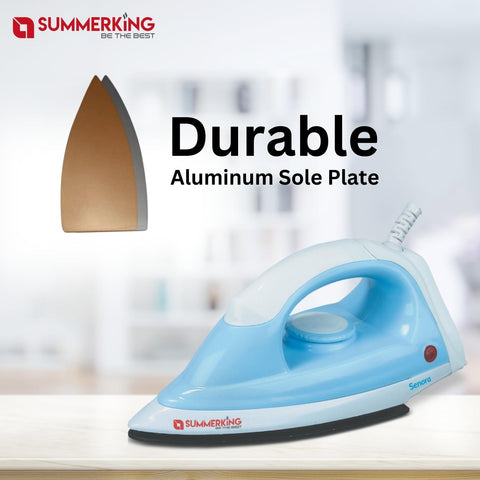 Summerking Senora 750 watt Dry Iron with Durable Aluminum Sole Plate | Easy to See Pilot Light | Approved by BIS