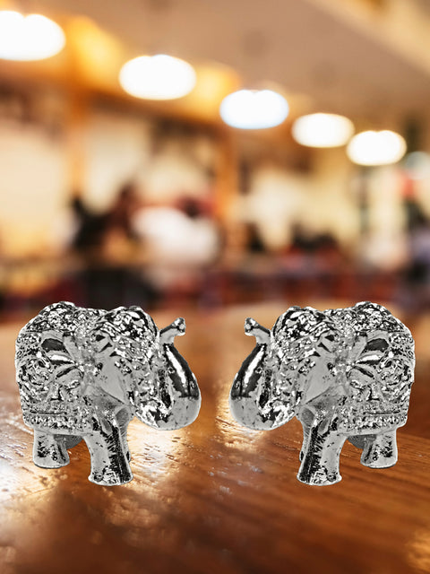 Divine Studio Pure Silver Airawat Plated Elephant for Home Décor 1.25 inches