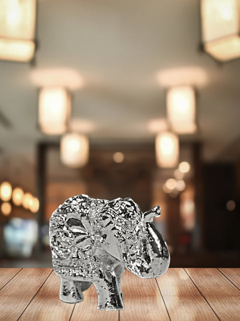 Divine Studio Pure Silver Airawat Plated Elephant for Home Décor 1.25 inches
