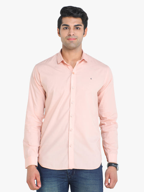 COLVYNHARRIS JEANS Solid Pink Full Sleeve Casual Shirt